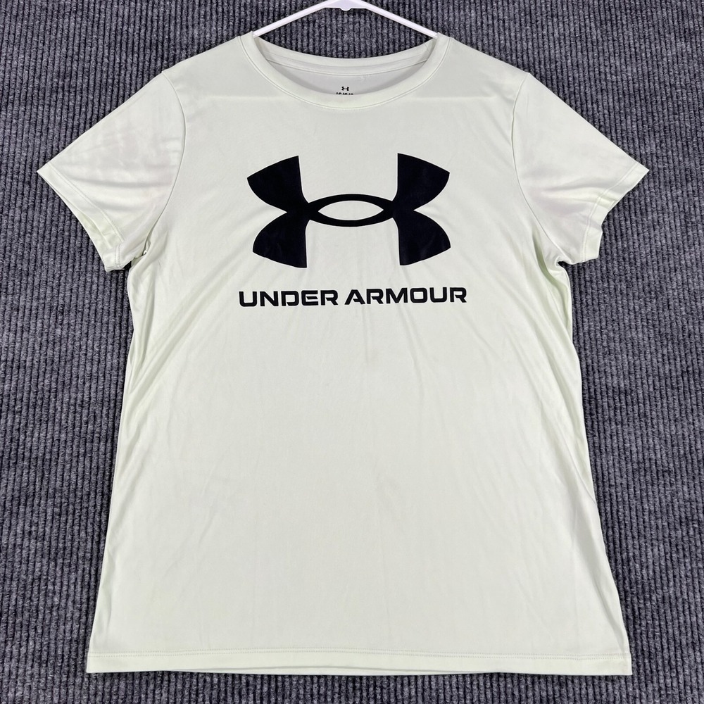 Under Armour Shirt Womens Large Green Short Sleeve Loose Fit Casual Active